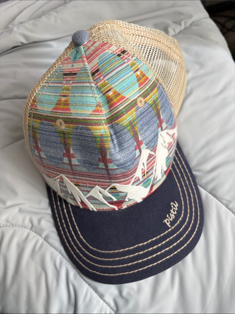 NWOT Pistil Colorful Pattern Trucker Hat with Navy Bill